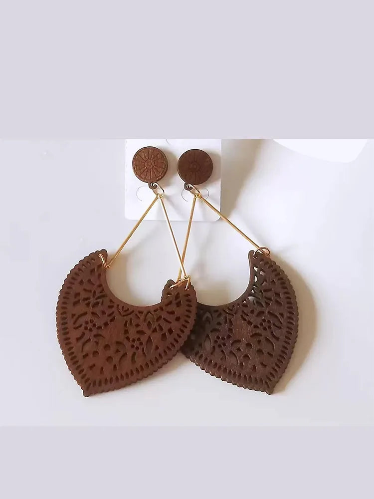 African wooden large earrings stud earrings for va - view 10