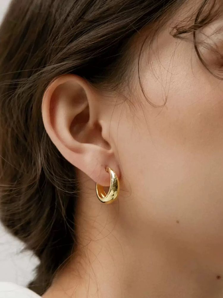 Anti-Slip Gold Hoop Earrings No Piercing