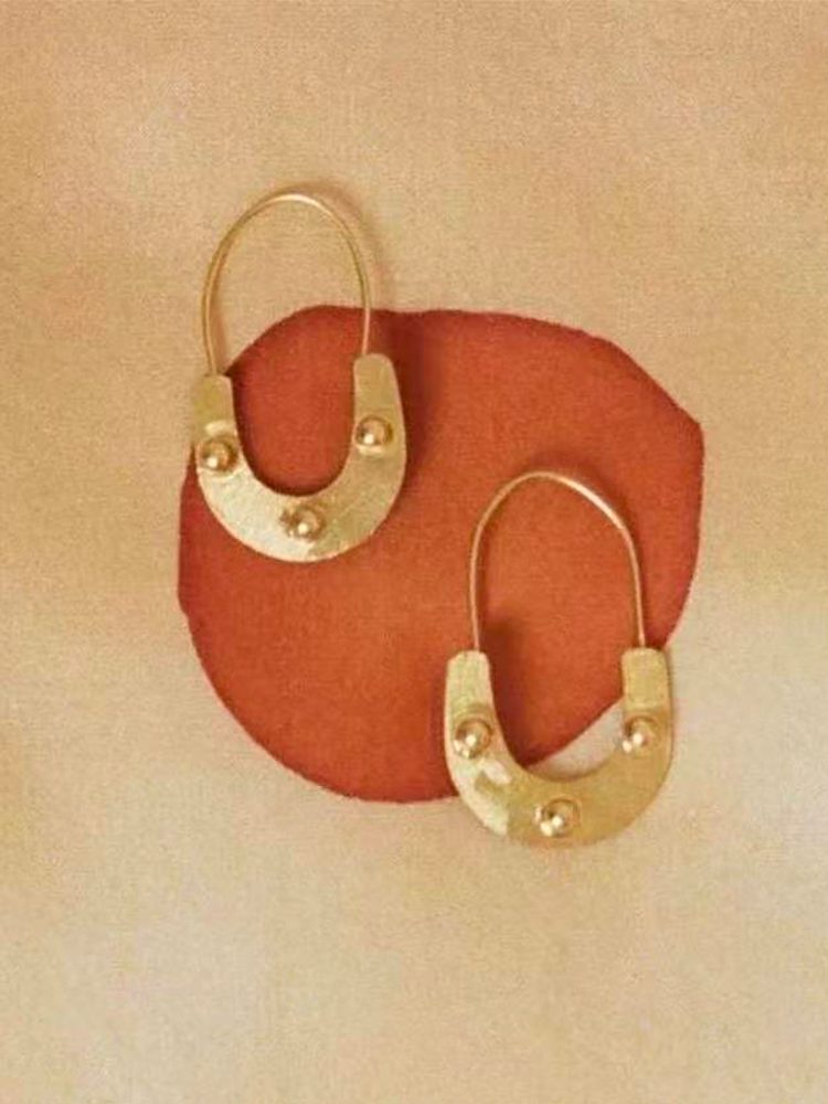 Art African Abstract Vintage Minimalist 18K Gold Plated Lightweight Earrings Dangle