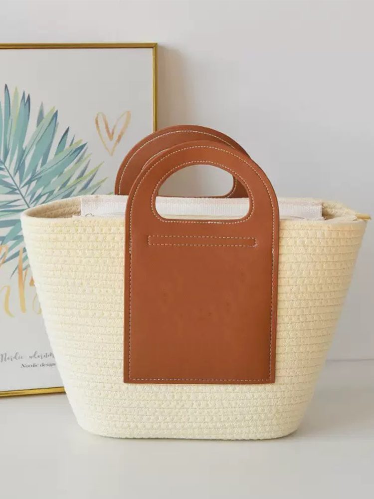 Big Size Woven Straw Beach Tote Bag Handmade Style