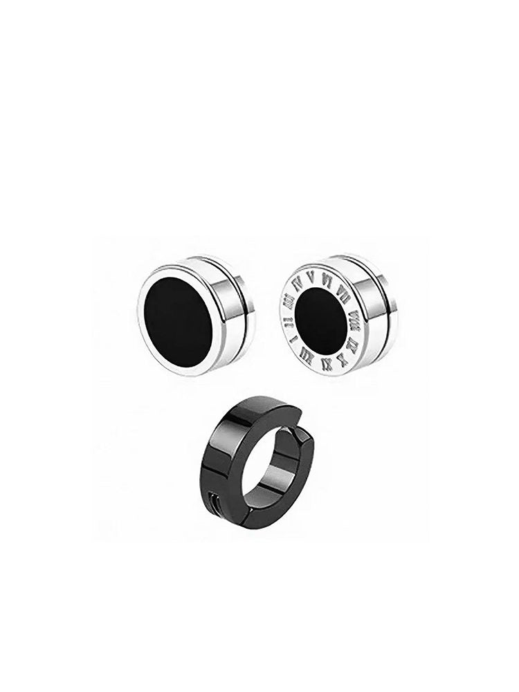Black & Silver 6-Pair Clip-On Earrings Set No Piercing