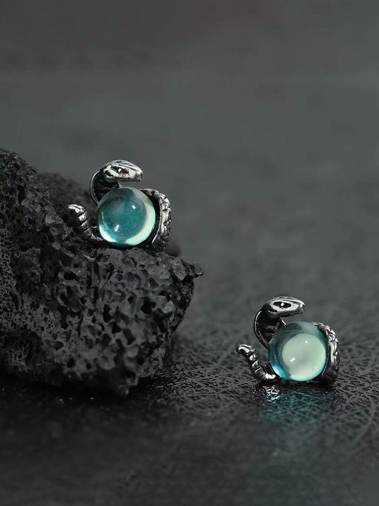 Blue & Pink Crystal Snake Magnetic Ear Studs