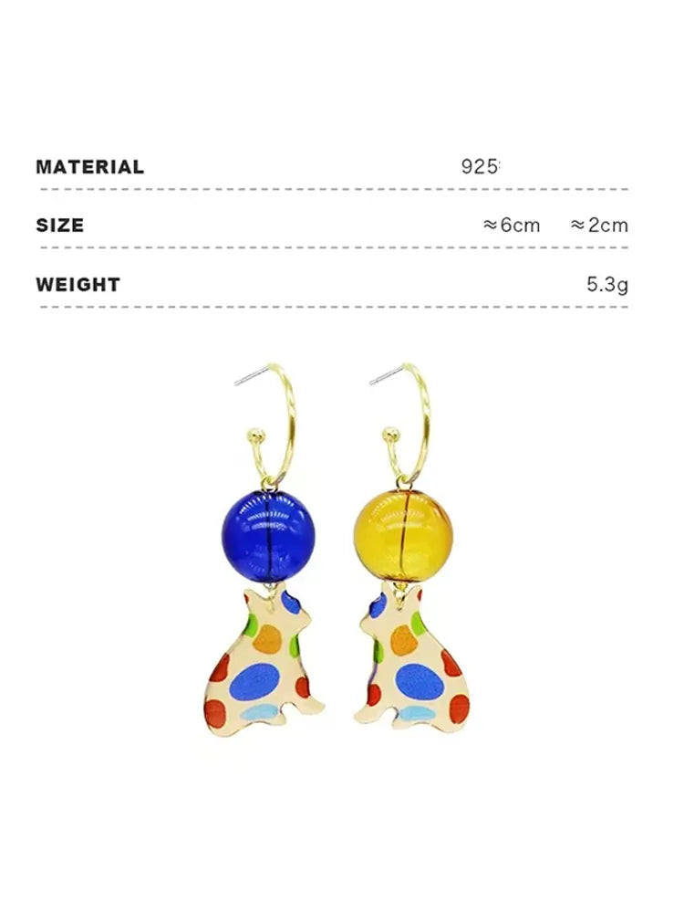 Blue Planet Pop Spectrum Cat Drop Studs & Clip-On Earrings ( — View 7 | 18K Gold Plated Jewelry