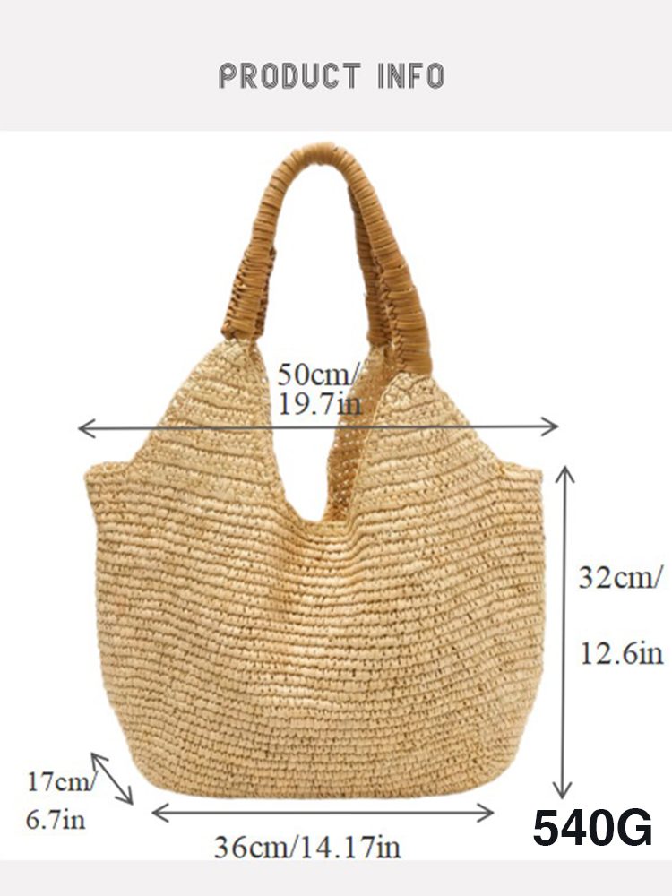 Chic Oversized Straw Shoulder Tote Bag Vacation Style
