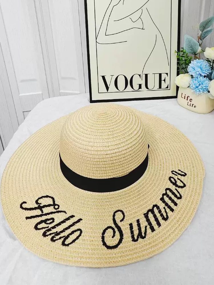 Chic Straw Hat and Tote Bag Set Handmade Summer