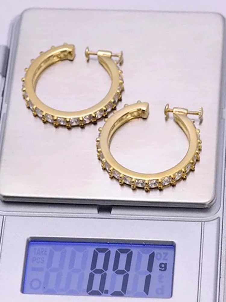 Classic Zircon Mini Hoop Clip-On Earrings Screw Back Clip-On Earrings