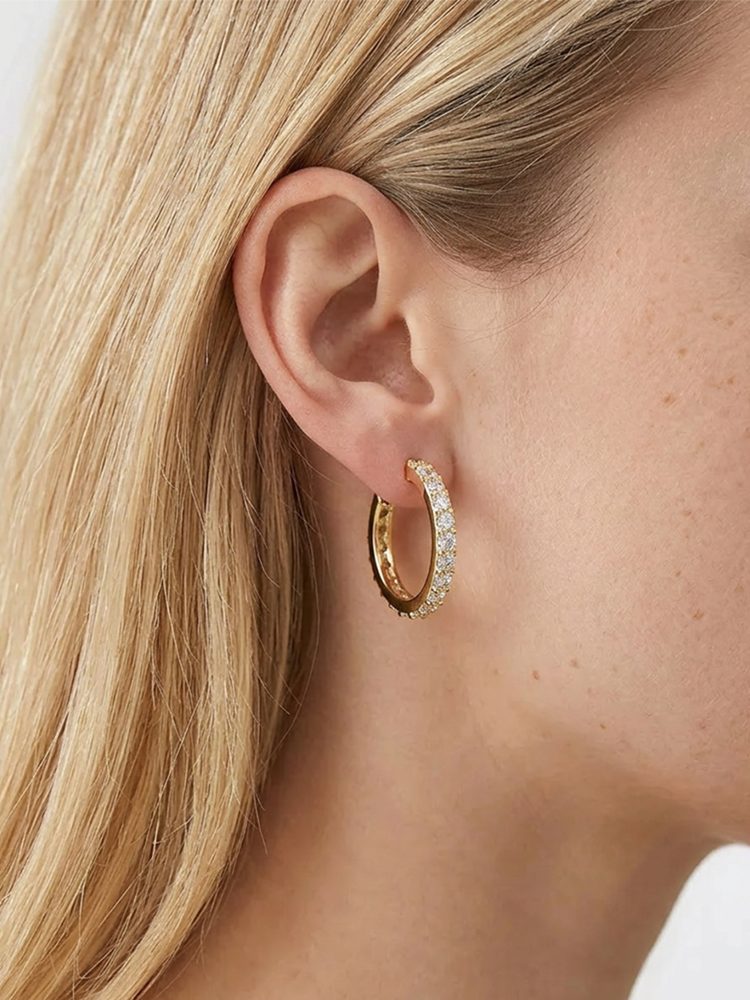 Classic Zircon Mini Hoop Clip-On Earrings Screw Back Clip-On Earrings