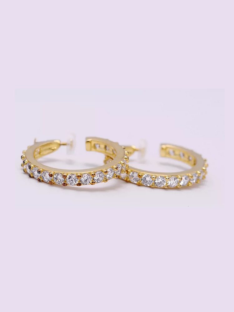 Classic Zircon Mini Hoop Clip-On Earrings Screw Back Clip-On Earrings
