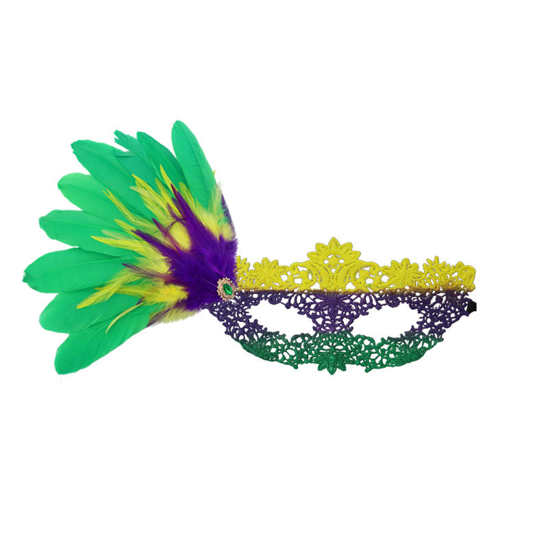 Clothing three-color feather suit, half-face mask, accessories, shawl, cosplay costume props for World Cup Carnival