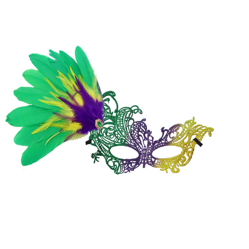 Clothing three-color feather suit, half-face mask, accessories, shawl, cosplay costume props for World Cup Carnival