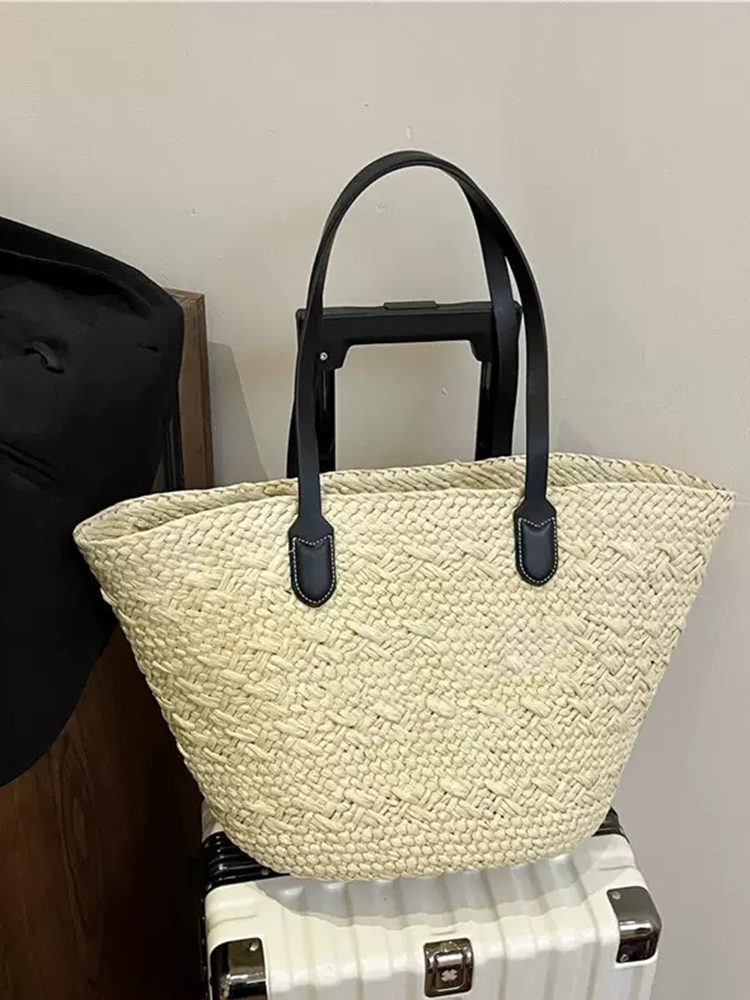 Coastal Sunset Straw Beach Handbag Vacation Tote