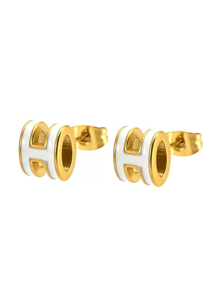 Colorful Enamel Letter Stainless Steel Earrings Stud