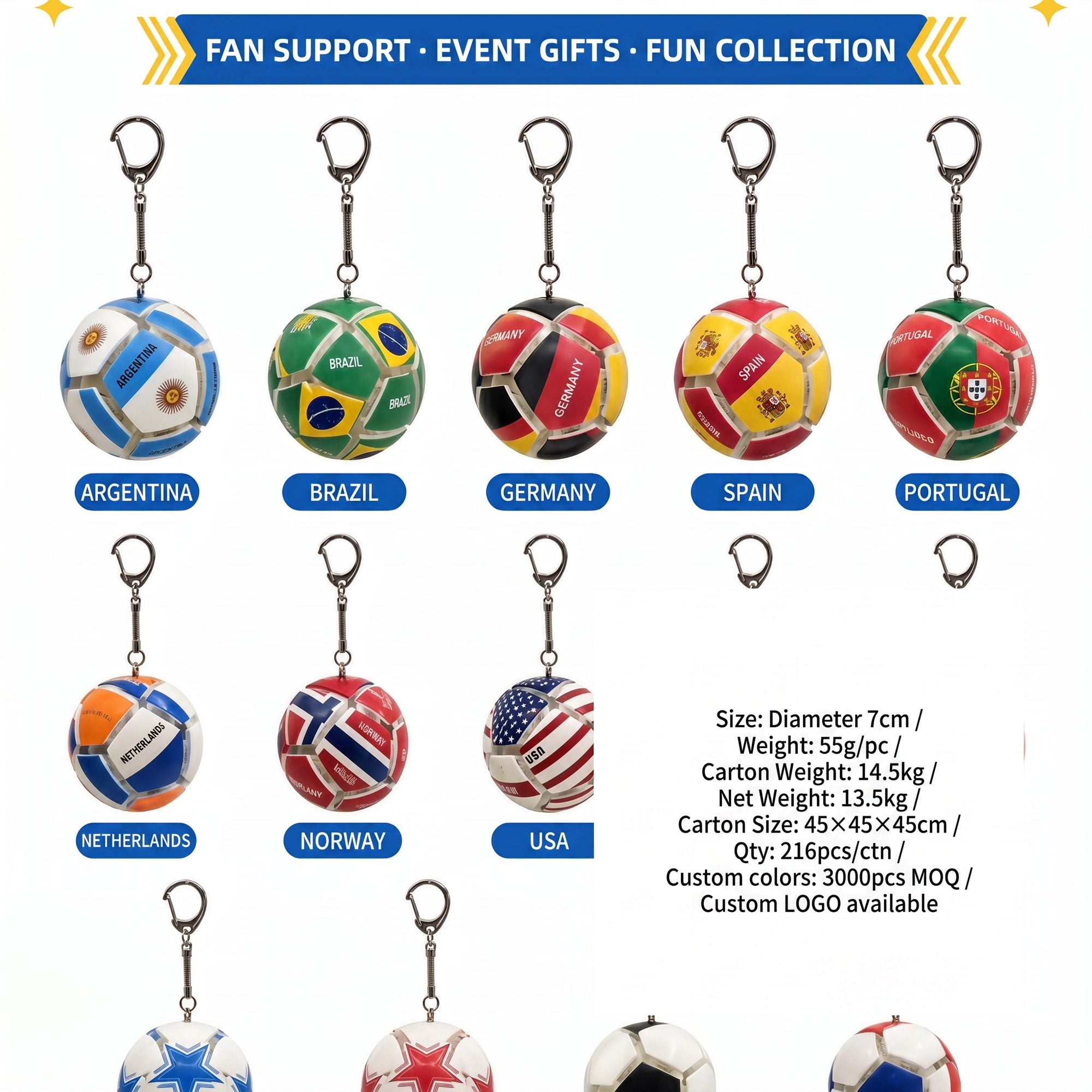 Creative assembled football-shaped toy, international competition stress-relief gadget, keychain integrated pendant football