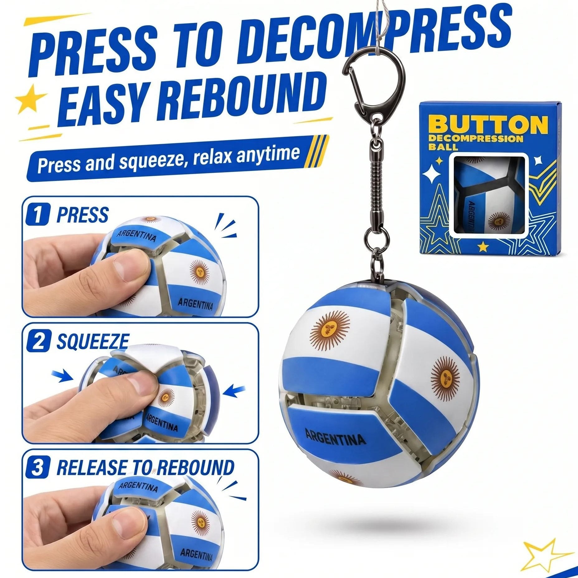 Creative assembled football-shaped toy, international competition stress-relief gadget, keychain integrated pendant football
