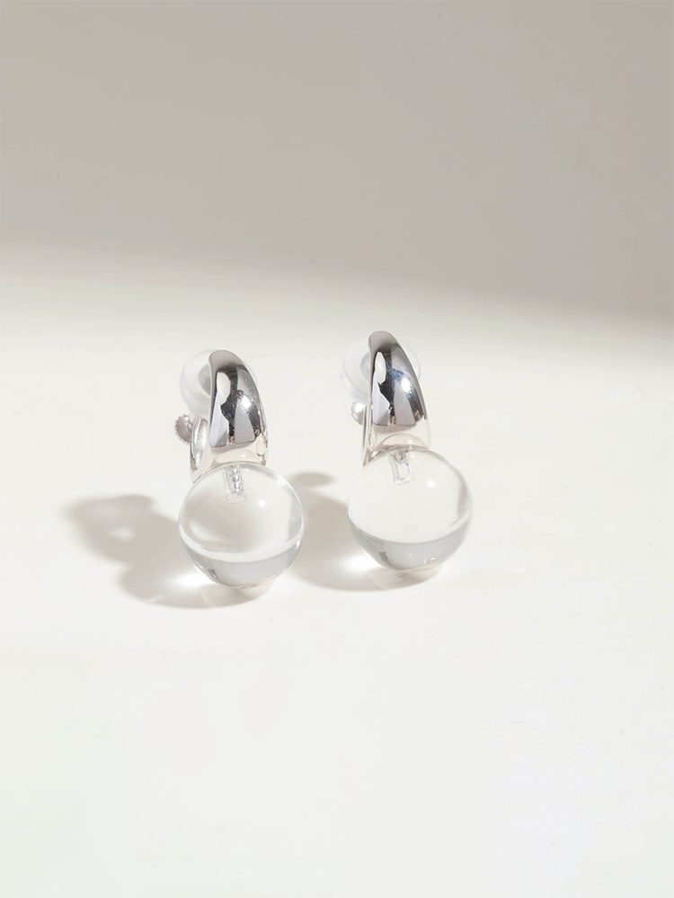 Crystal Clip-On Earrings Green & Transparent Rotating Design