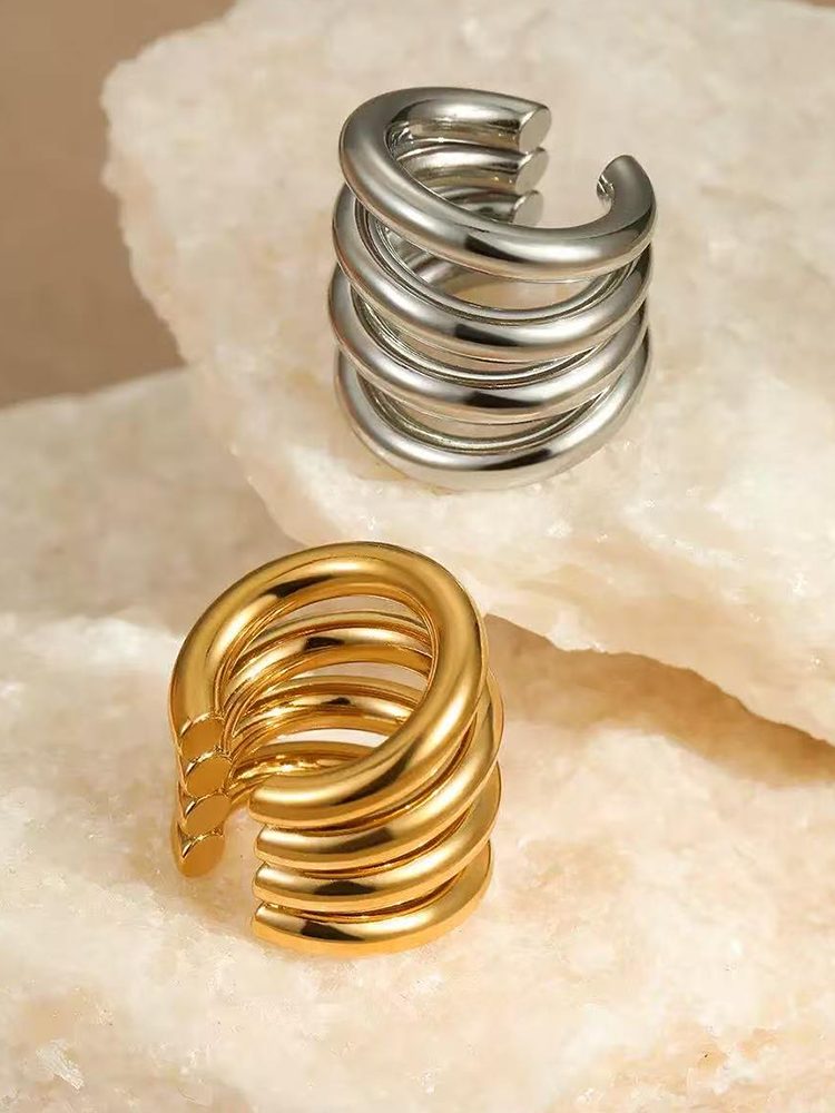 Egyptian-Style Stainless Steel Chunky Ear Cuffs – No Piercing Required 1 Pair