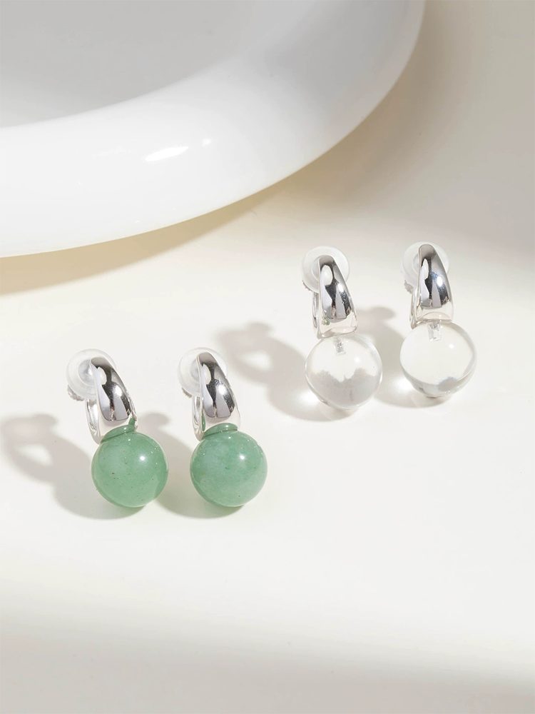 Elegant Green Crystal Clip-On Earrings Natural Fit