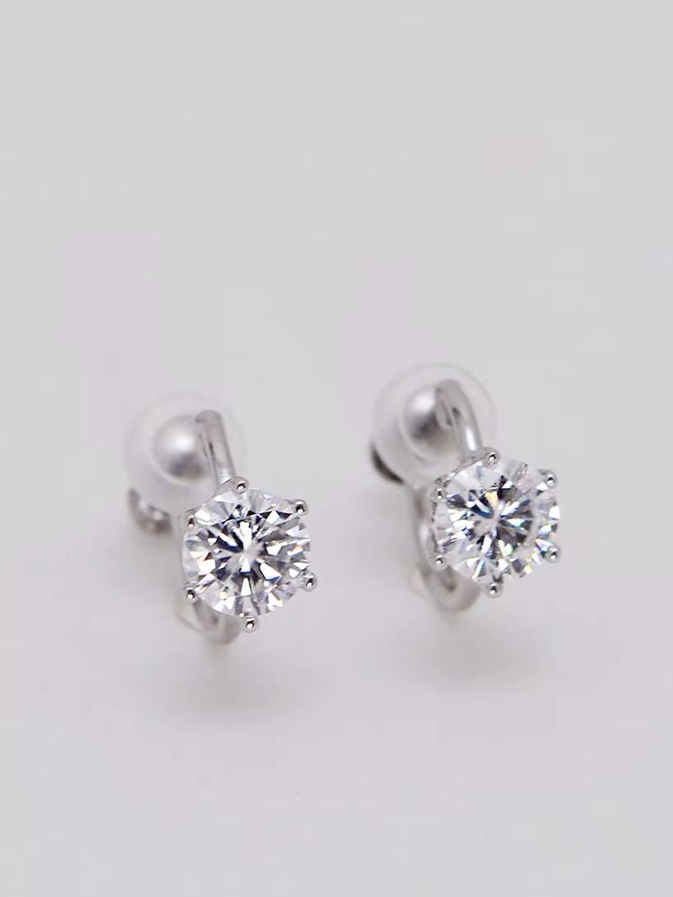 Fairies Whisper S925 Sterling Silver Moissanite Clip-On Earrings, Adjustable Non-Pierced Ear Clips, UnisexFairies Whisper S925 Sterling Silver Moissanite Clip-On Earrings, Adjustable Non-Pierced Ear Clips, Unisex