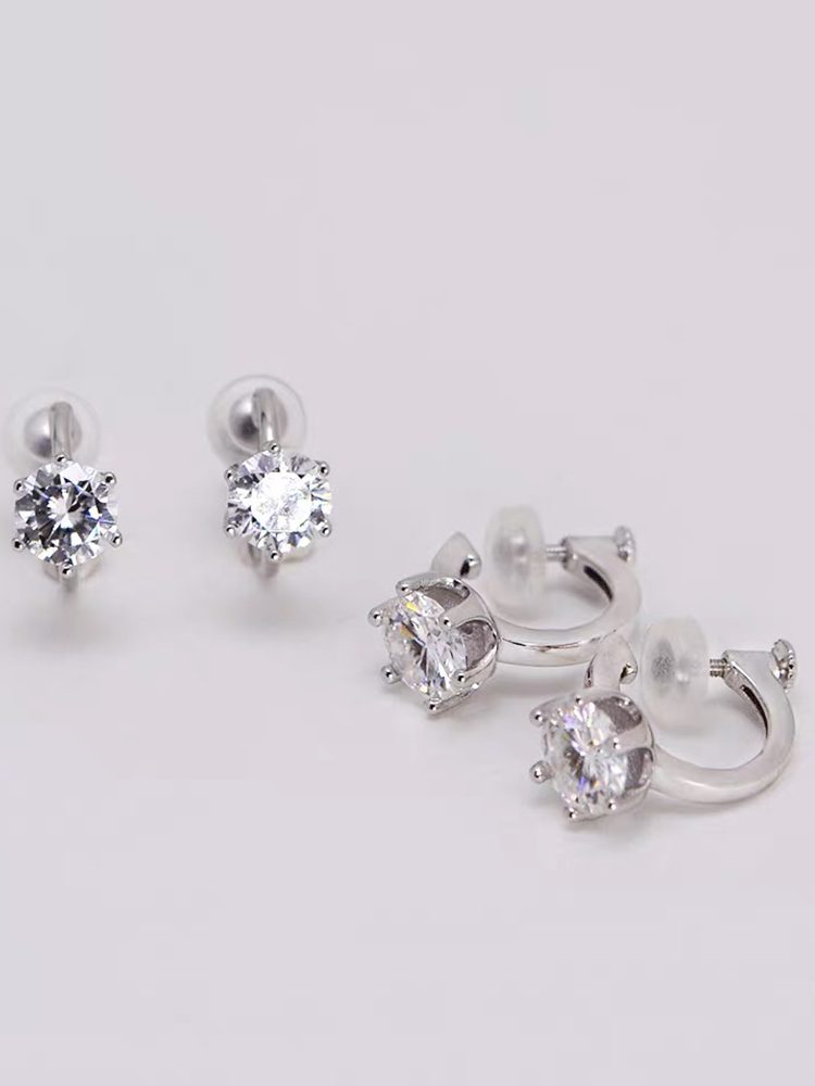 Fairies Whisper S925 Sterling Silver Moissanite Clip-On Earrings, Adjustable Non-Pierced Ear Clips, UnisexFairies Whisper S925 Sterling Silver Moissanite Clip-On Earrings, Adjustable Non-Pierced Ear Clips, Unisex