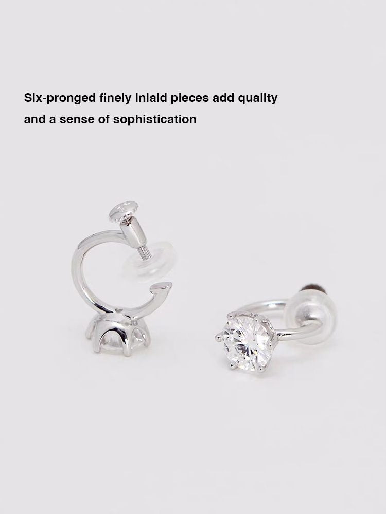 Fairies Whisper S925 Sterling Silver Moissanite Clip-On Earrings, Adjustable Non-Pierced Ear Clips, Unisex