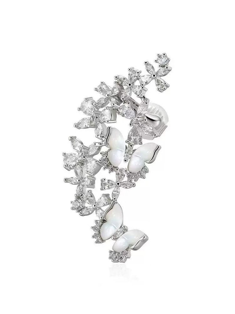 Floral Zircon Ear Cuff and Clip-On Earrings (Non-Pierced)
