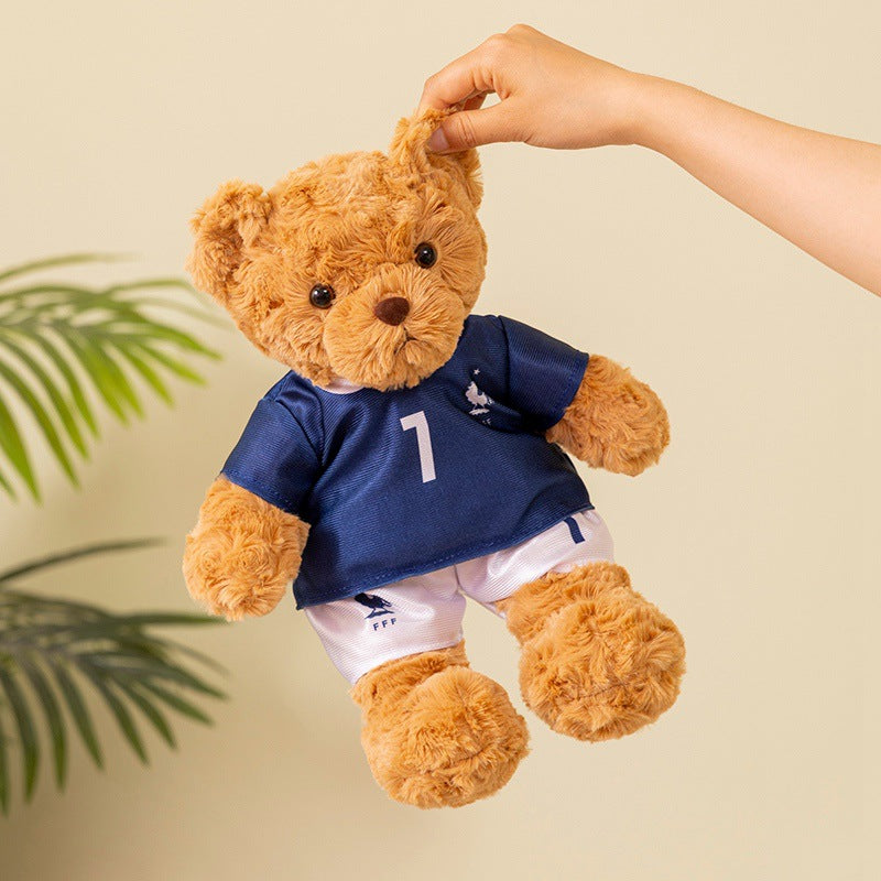 Football-Themed Plush Bear Toy – Soft Stuffed Animal Doll for Sports Fans