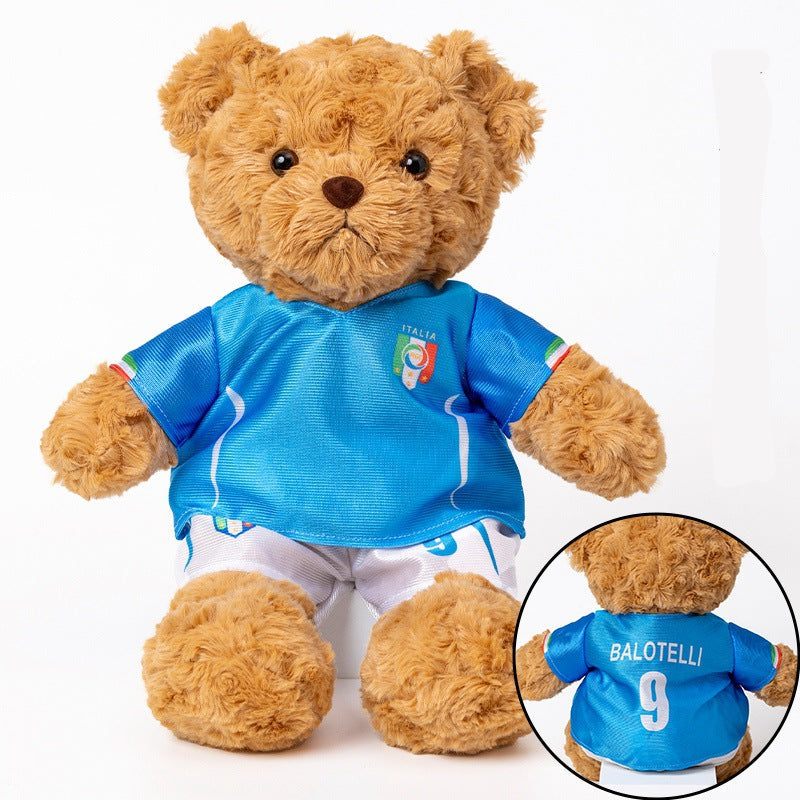 Football-Themed Plush Bear Toy – Soft Stuffed Animal Doll for Sports Fans