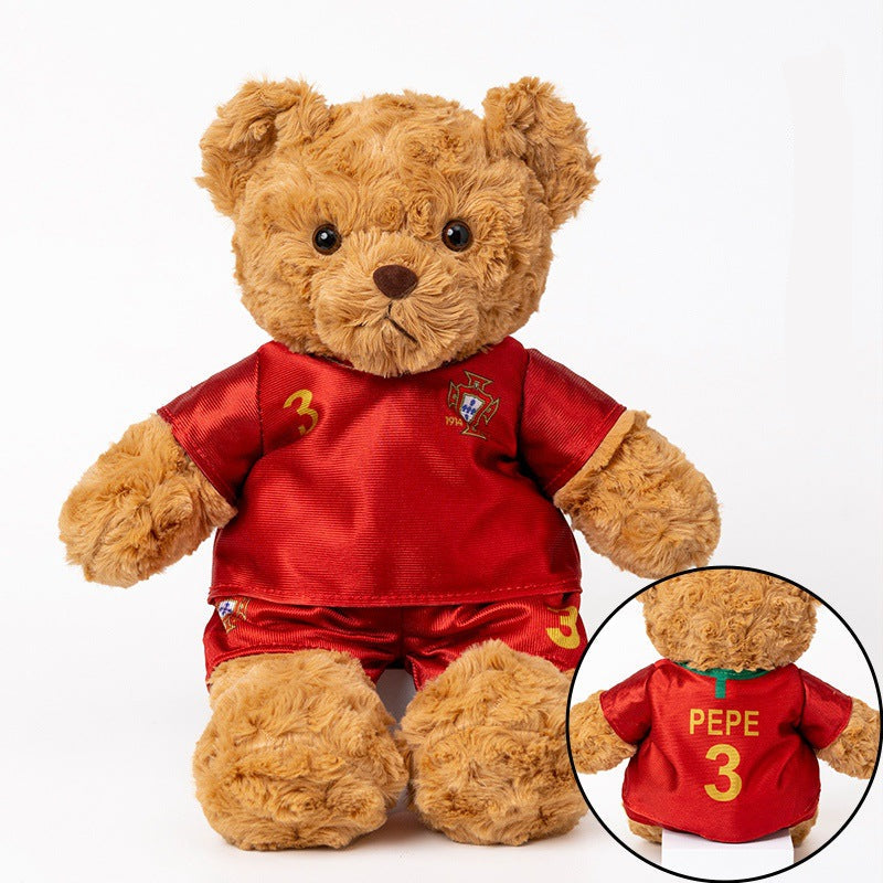 Football-Themed Plush Bear Toy – Soft Stuffed Animal Doll for Sports Fans