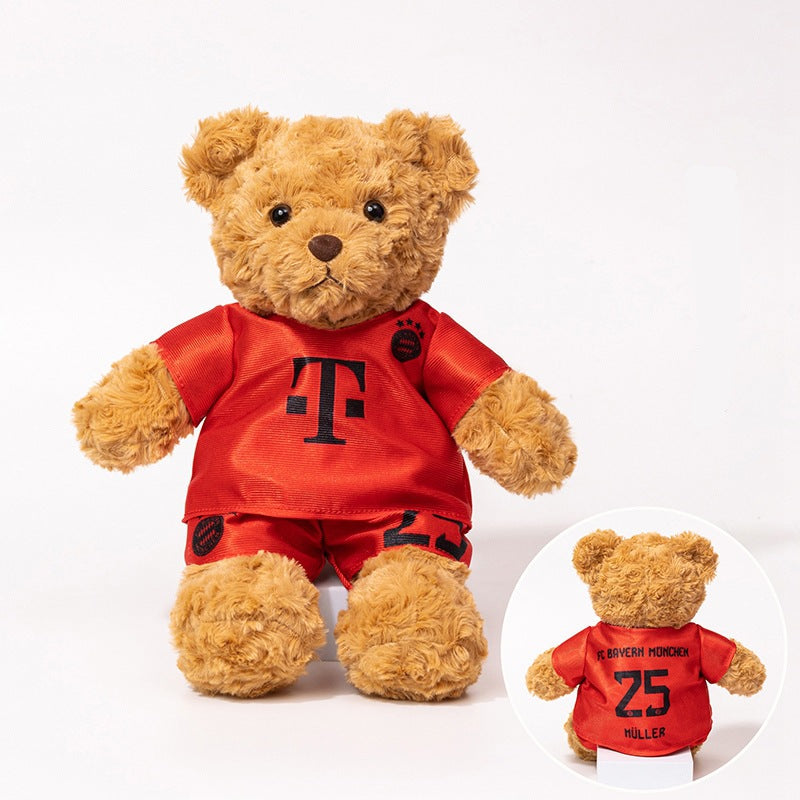 Football-Themed Plush Bear Toy – Soft Stuffed Animal Doll for Sports Fans