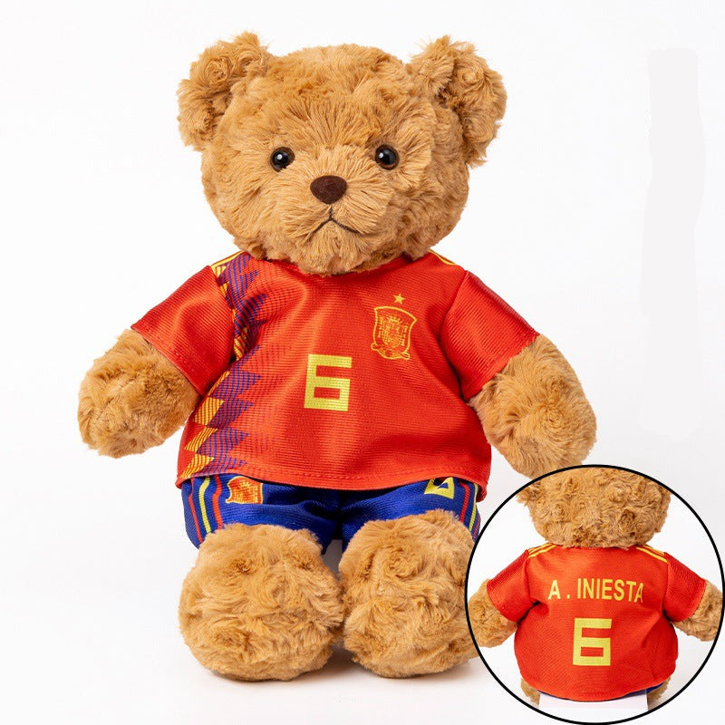 Football-Themed Plush Bear Toy – Soft Stuffed Animal Doll for Sports Fans