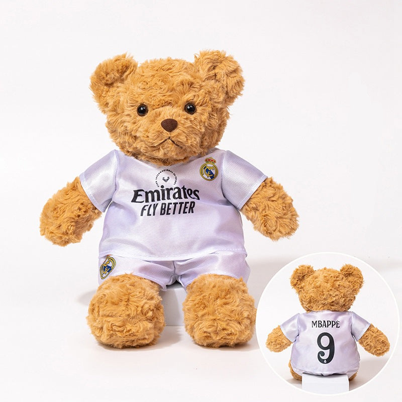 Football-Themed Plush Bear Toy – Soft Stuffed Animal Doll for Sports Fans