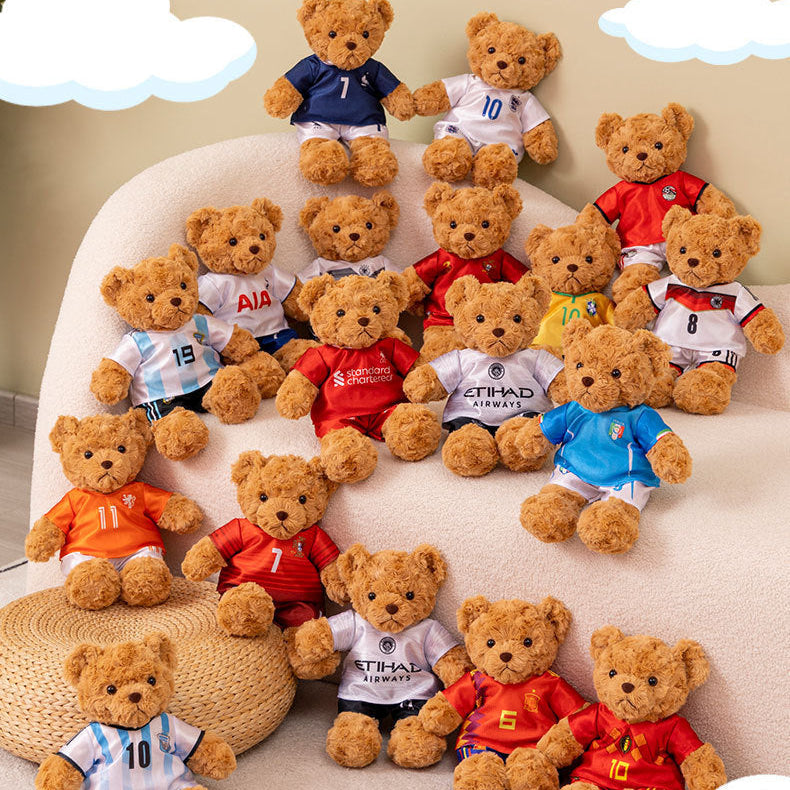 Football-Themed Plush Bear Toy – Soft Stuffed Animal Doll for Sports Fans