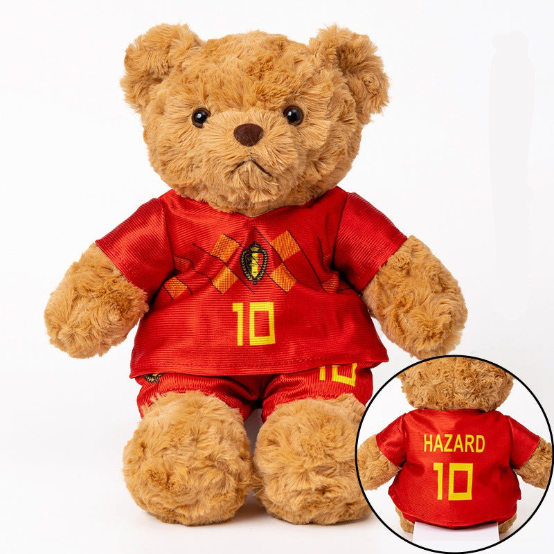 Football-Themed Plush Bear Toy – Soft Stuffed Animal Doll for Sports Fans
