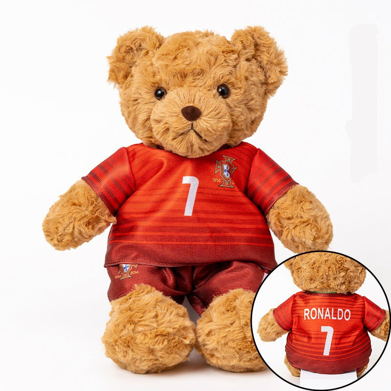 Football-Themed Plush Bear Toy – Soft Stuffed Animal Doll for Sports Fans