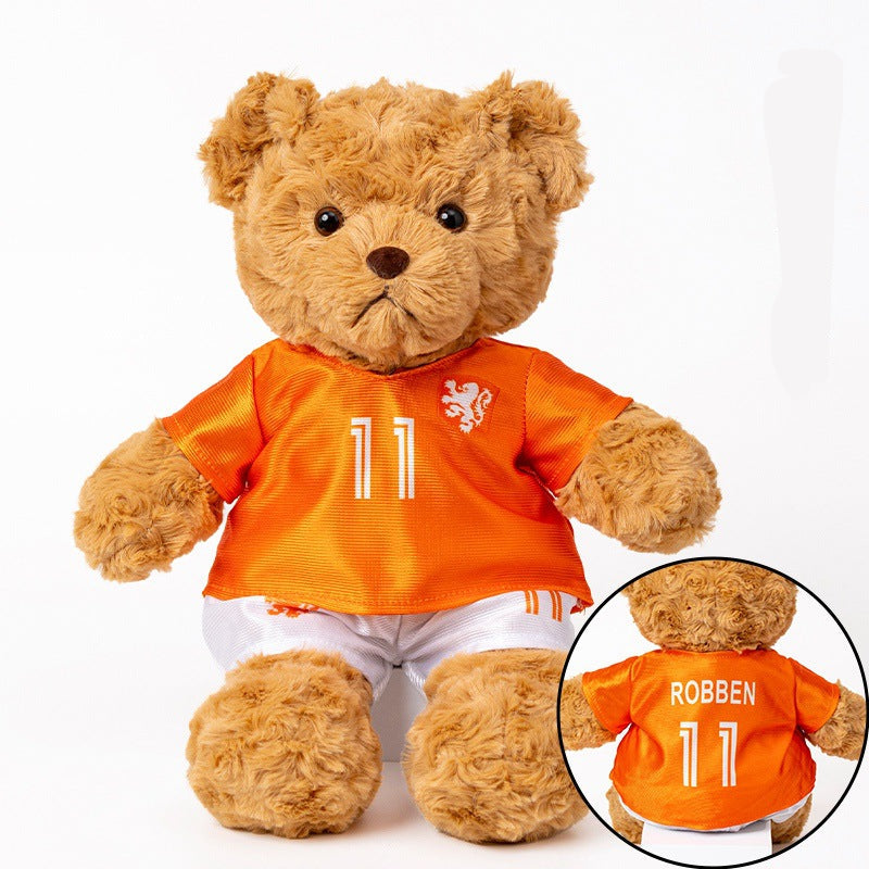 Football-Themed Plush Bear Toy – Soft Stuffed Animal Doll for Sports Fans