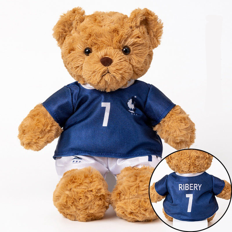 Football-Themed Plush Bear Toy – Soft Stuffed Animal Doll for Sports Fans