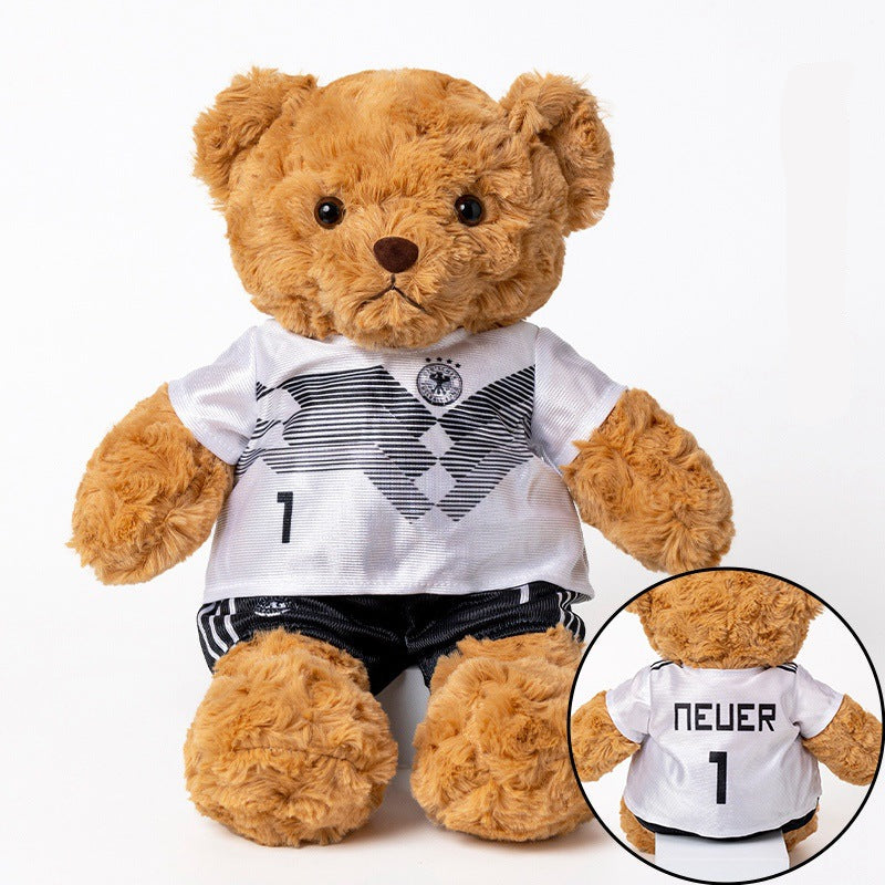 Football-Themed Plush Bear Toy – Soft Stuffed Animal Doll for Sports Fans