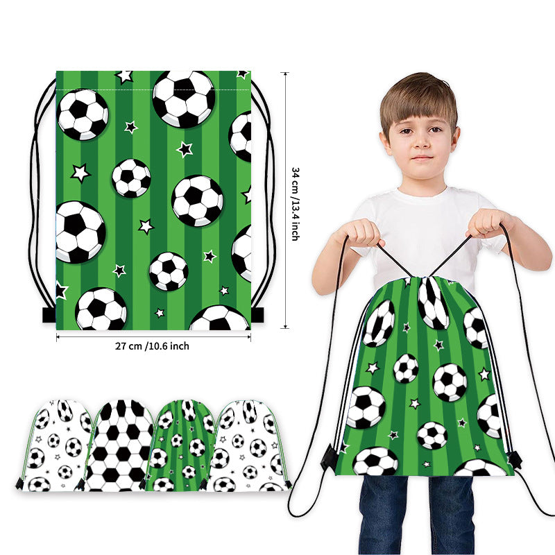 Football Drawstring Backpack, Soccer Sports Gym Bag, Lightweight Polyester Storage Sack for Kids and Fans