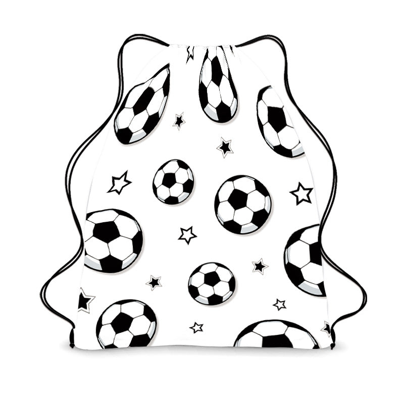 Football Drawstring Backpack, Soccer Sports Gym Bag, Lightweight Polyester Storage Sack for Kids and Fans