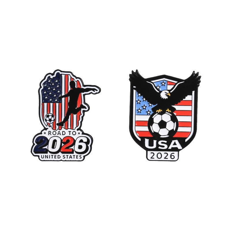 Football Fan Enamel Brooch, National Flag Inspired Lapel Pin, Cartoon Sports Badge for Men and Women