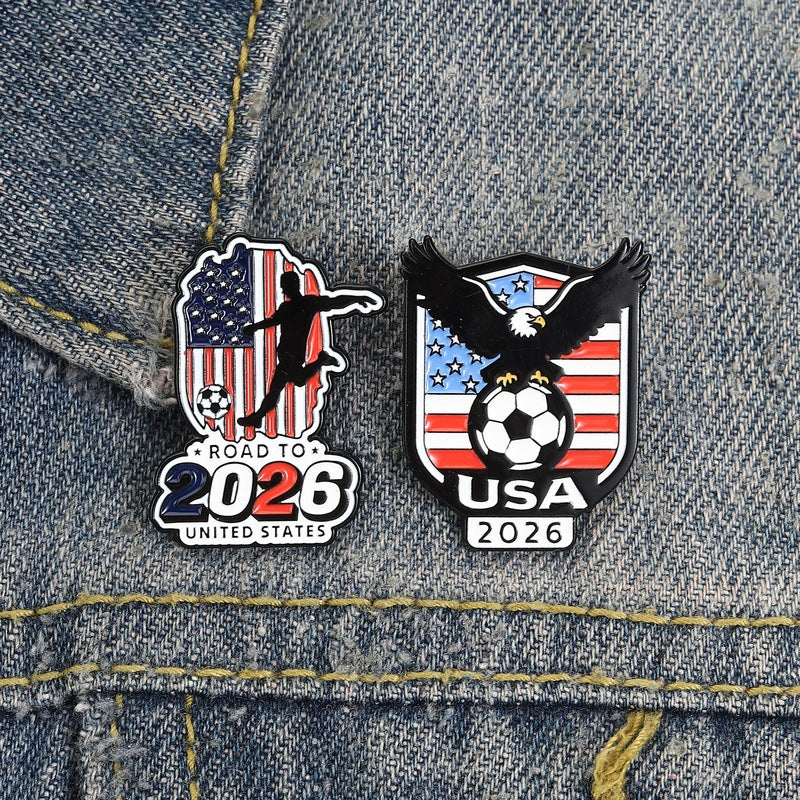 Football Fan Enamel Brooch, National Flag Inspired Lapel Pin, Cartoon Sports Badge for Men and Women