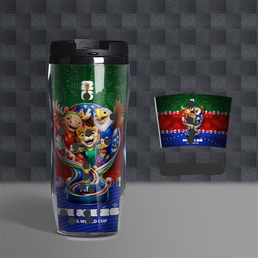 Football Fan Water Bottle 500ml, Soccer Theme Sports Cup, Reusable PVC Drink Bottle for Fans and Outdoor Activities