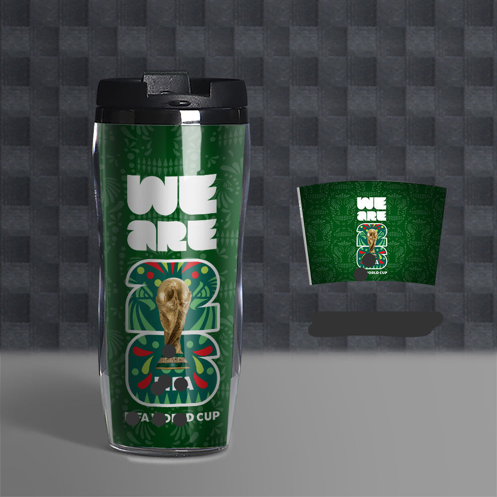 Football Fan Water Bottle 500ml, Soccer Theme Sports Cup, Reusable PVC Drink Bottle for Fans and Outdoor Activities