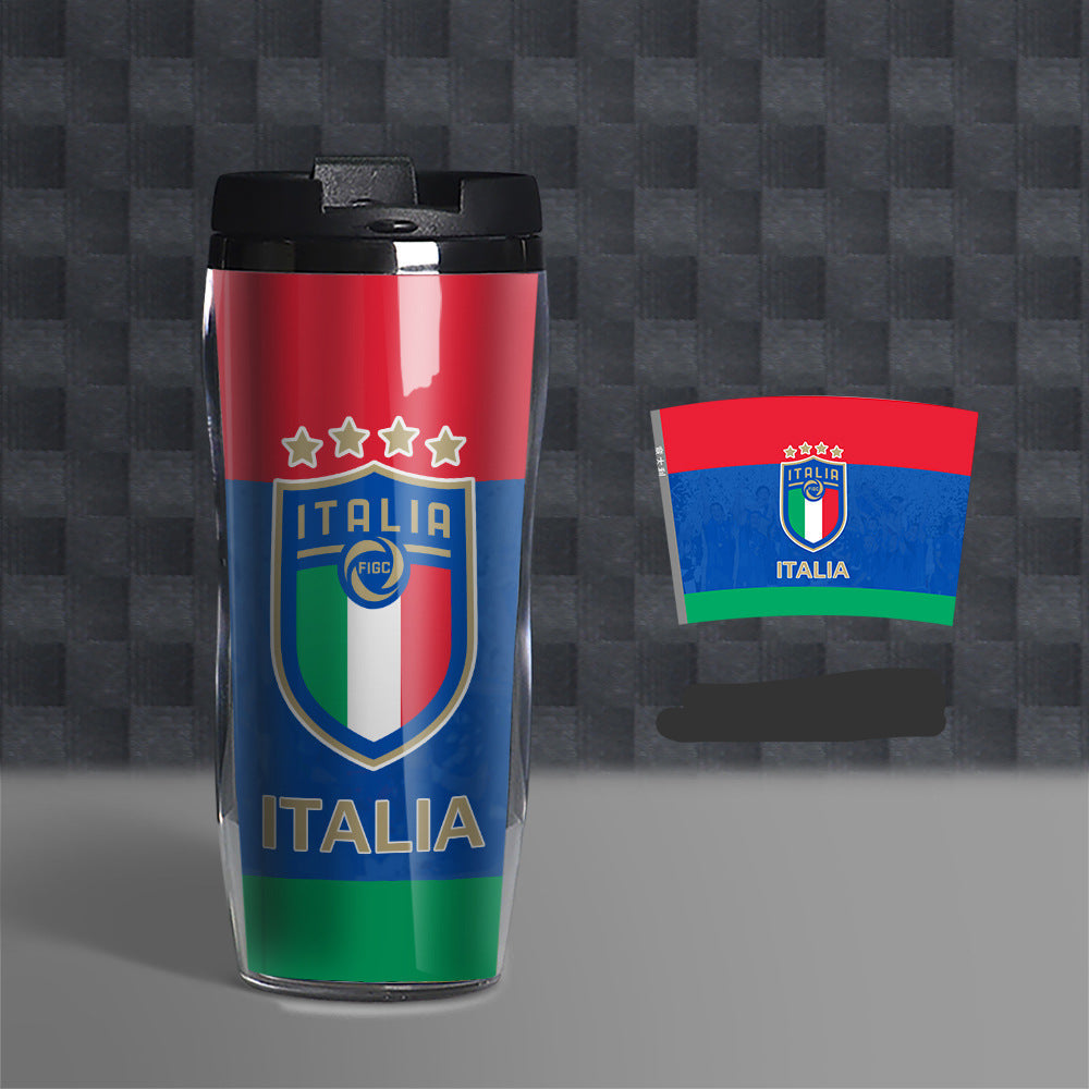 Football Fan Water Bottle 500ml, Soccer Theme Sports Cup, Reusable PVC Drink Bottle for Fans and Outdoor Activities
