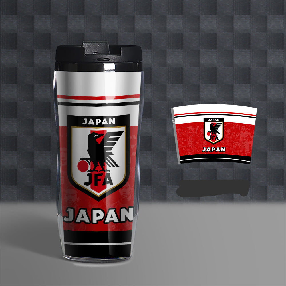Football Fan Water Bottle 500ml, Soccer Theme Sports Cup, Reusable PVC Drink Bottle for Fans and Outdoor Activities
