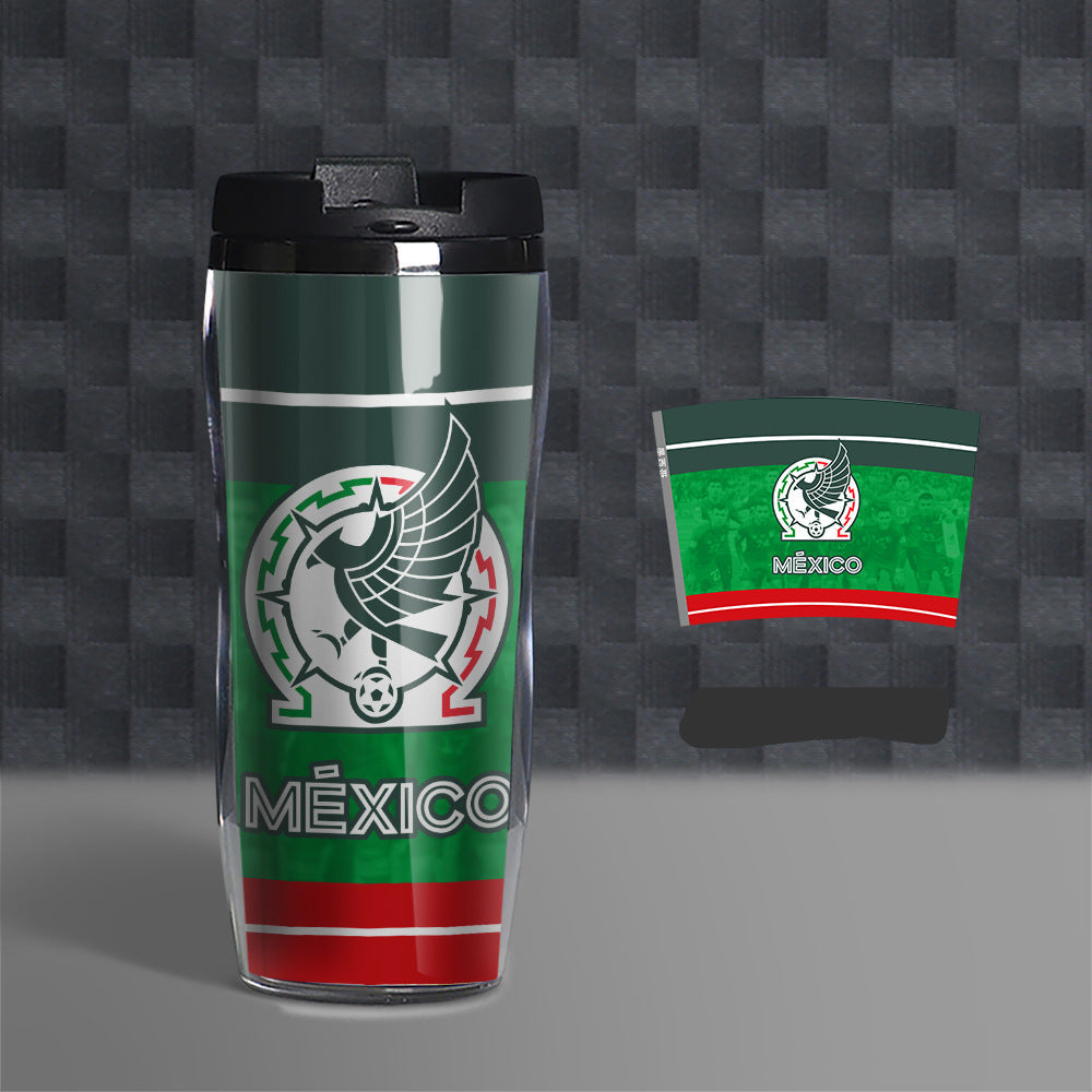 Football Fan Water Bottle 500ml, Soccer Theme Sports Cup, Reusable PVC Drink Bottle for Fans and Outdoor Activities