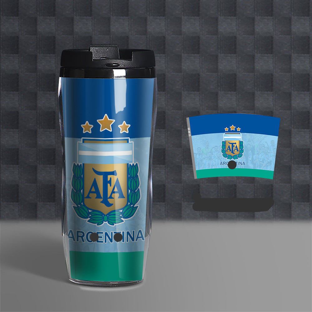 Football Fan Water Bottle 500ml, Soccer Theme Sports Cup, Reusable PVC Drink Bottle for Fans and Outdoor Activities