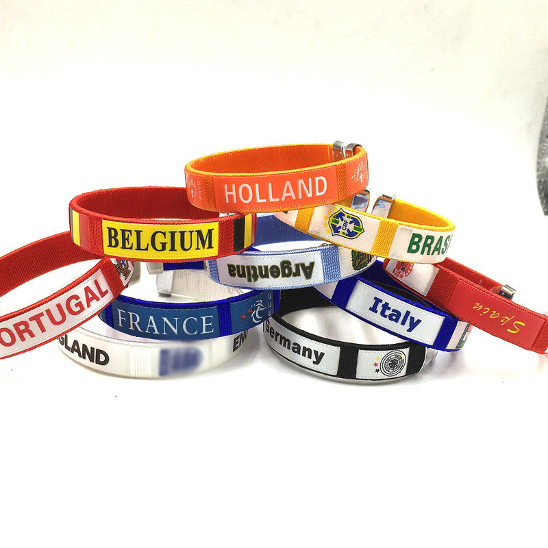 Football fan wristbands Spain Brazil Portugal Argentina France Italy string wristbands fan accessories