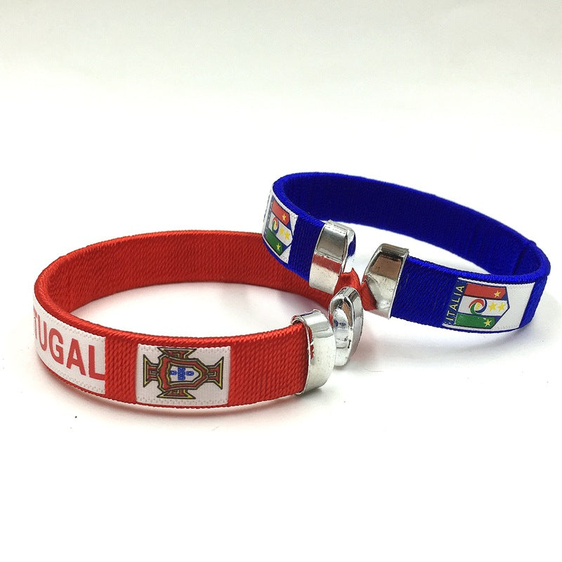 Football fan wristbands Spain Brazil Portugal Argentina France Italy string wristbands fan accessories