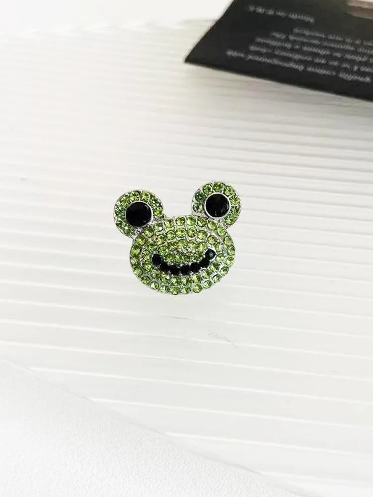 Frog Design Rhinestone Ear Cuff Clip-On Earrings Unpierced